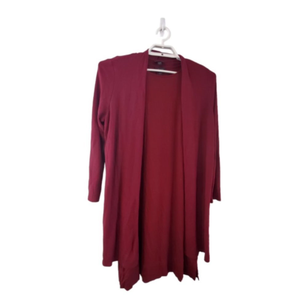 J Jill Wearever Collection dress and cardigan set womens size M burgundy…
